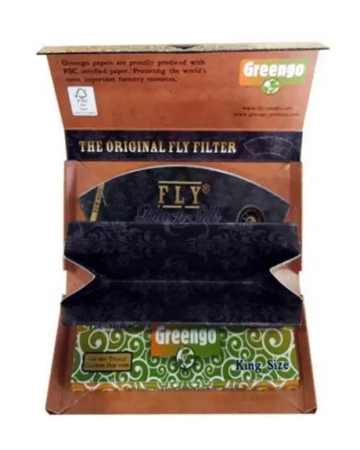 Greengo Fly Black Silk King Size Zıvanalı Sarma Kağıdı
