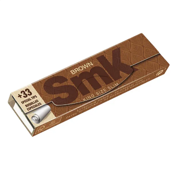 SMK Brown King Size Slim sigara kağıdı + Zıvanalı (Tips)